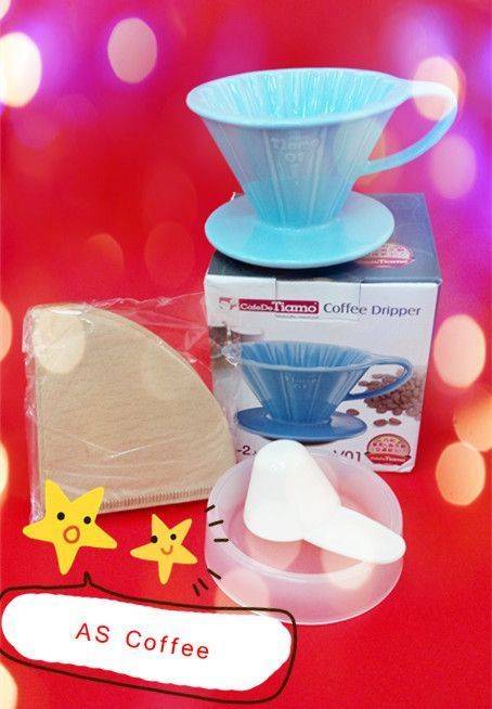 TIAMO V01花漾陶瓷咖啡濾器組  (三色)濾杯HG5535 + 加送日本進口濾紙100張